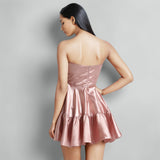 Roospienk Satyn Korsetrok