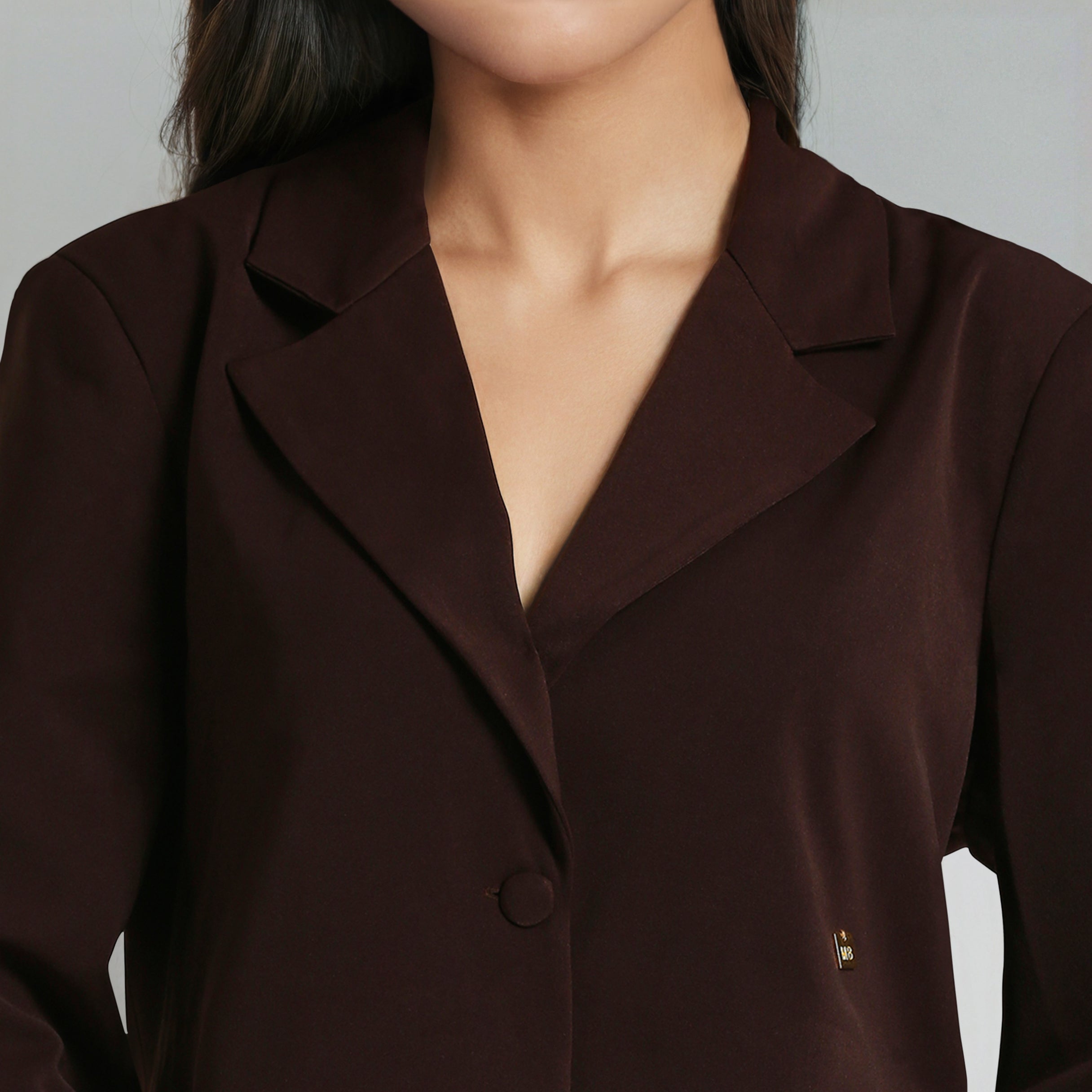 Brown Viscose Knit Blazer