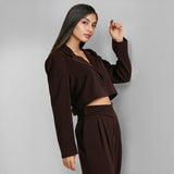 Brown Viscose Knit Blazer