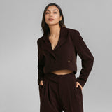 Brown Viscose Knit Blazer