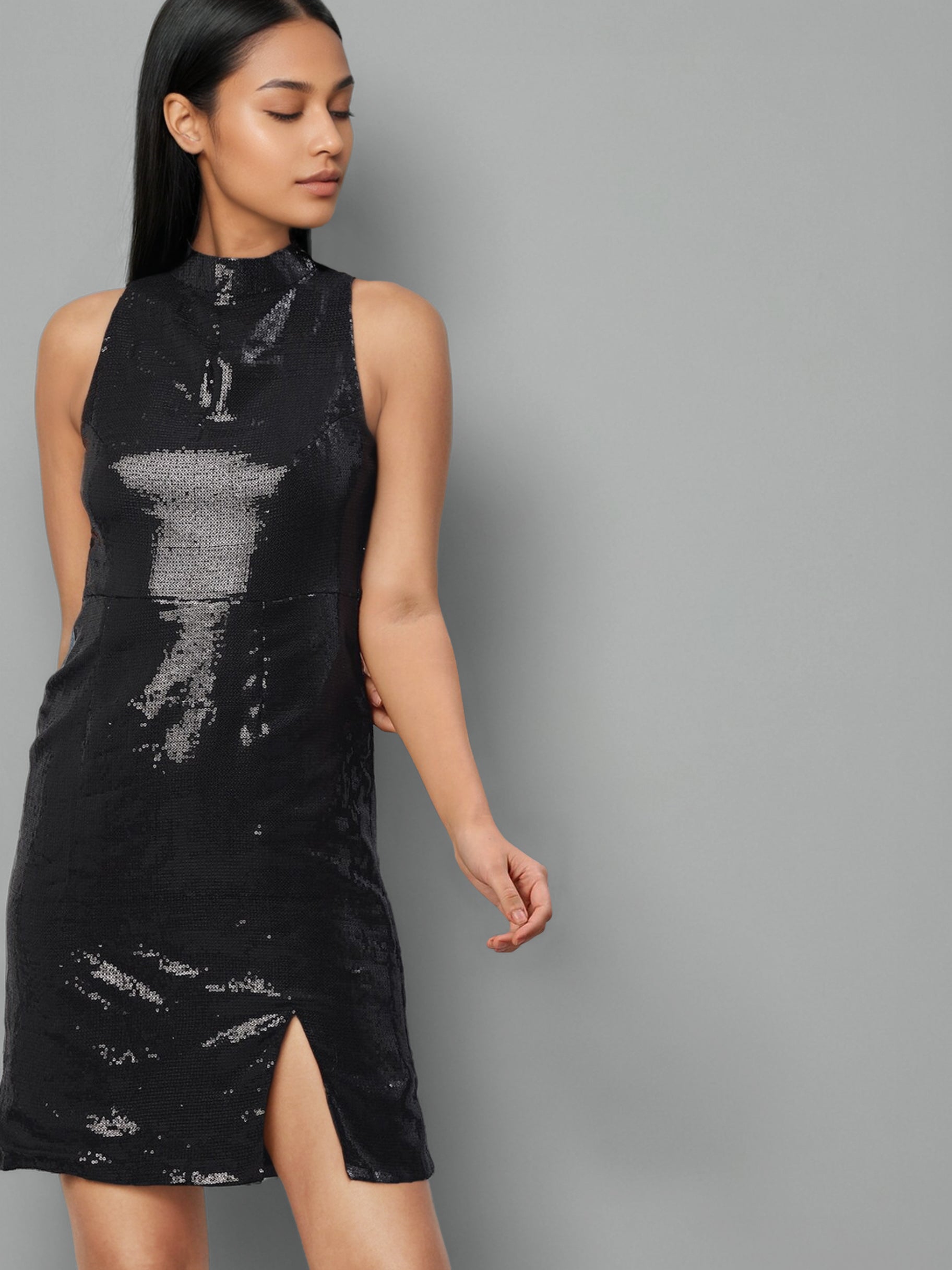 Sheath Black Dress With Sequence