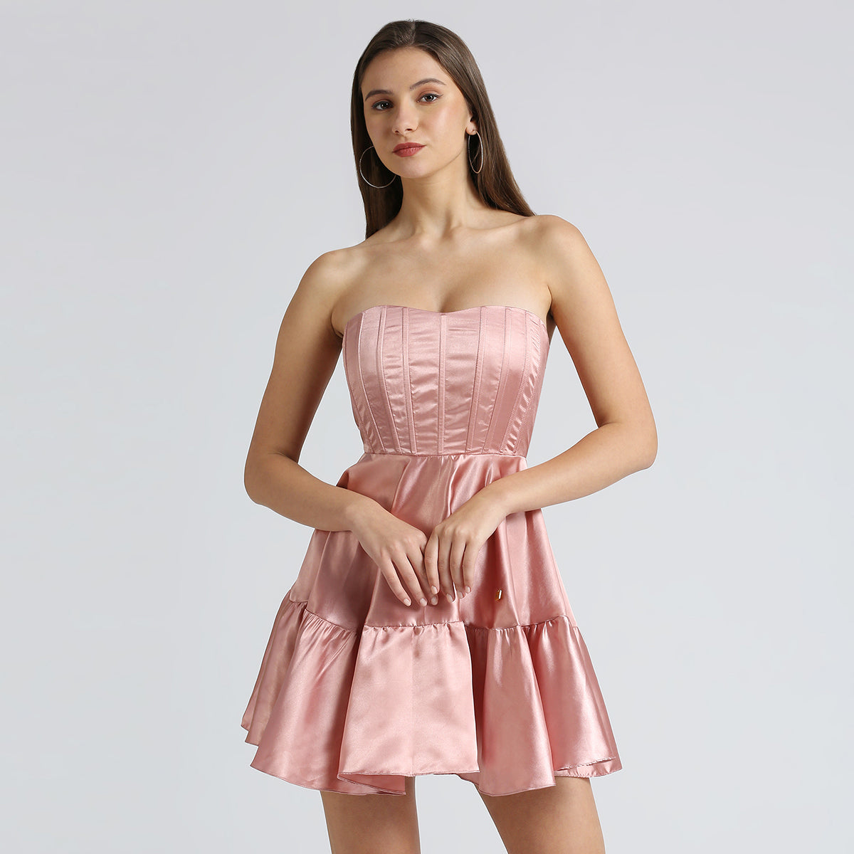 Rose Pink Satin Corset Dress
