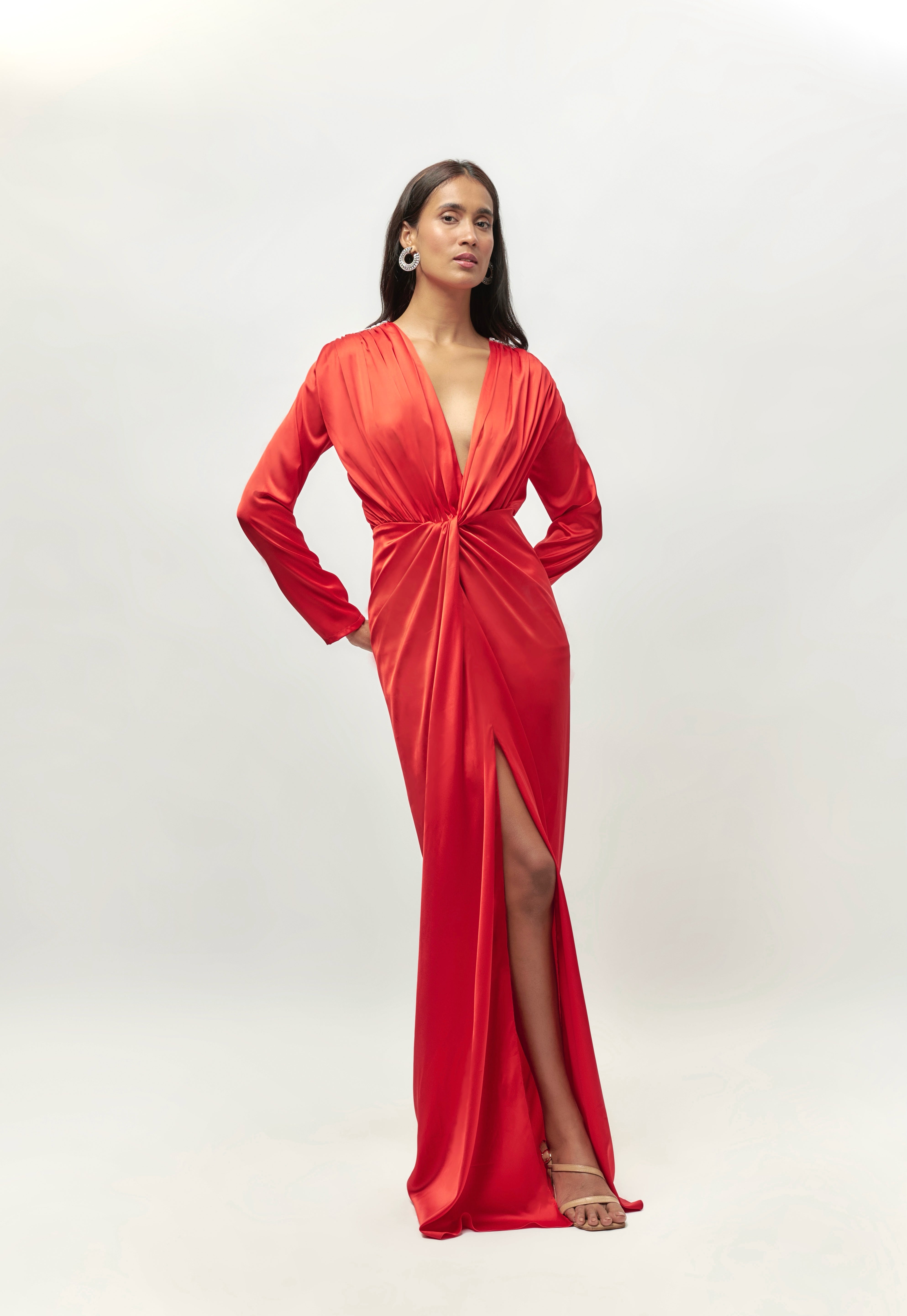 ROOI VERSIERDE DRAPE ROK