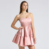 Rose Pink Satin Corset Dress