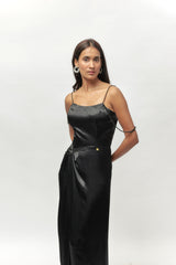 Black Gajji Embellished Corset Draped Gown
