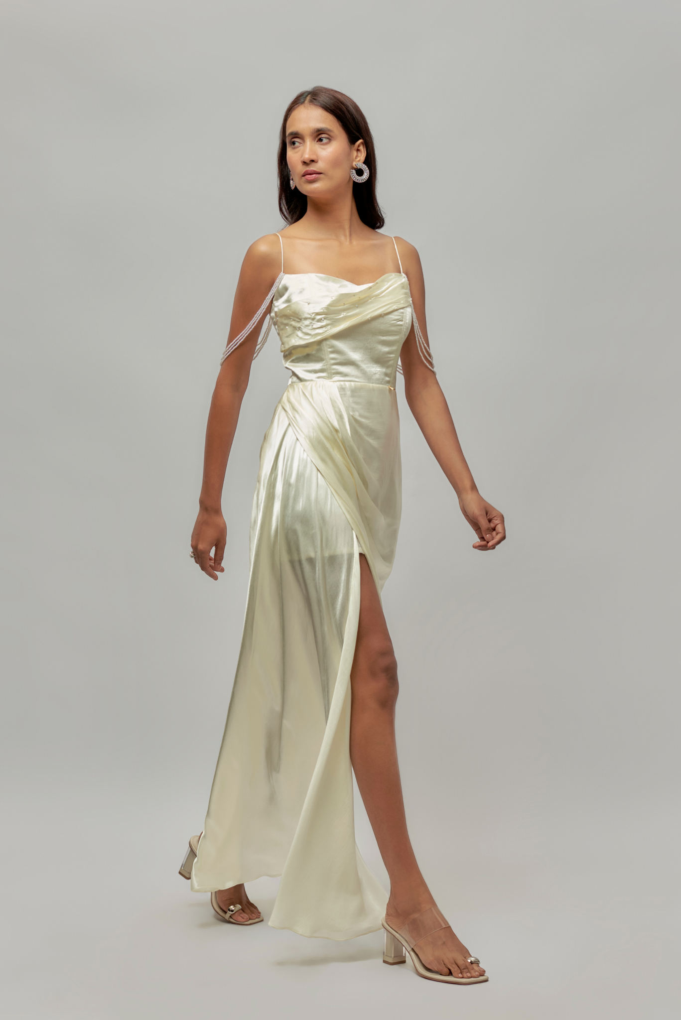 Gebroke wit korset-drape versierde rok