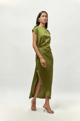Olive Green Satin Gown