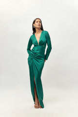 Teal Green Satin Gown