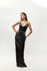 SWART KORSET VERSIERDE DRAPE-ROK