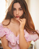 Lila Paillette Ruffle Korset