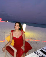 Rooi Skouer-Toebind Korsetrok