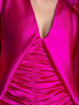 Hot Pink Satin Rouched Dress