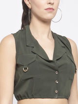 Olive Sleeveless Relaxed Fit Top