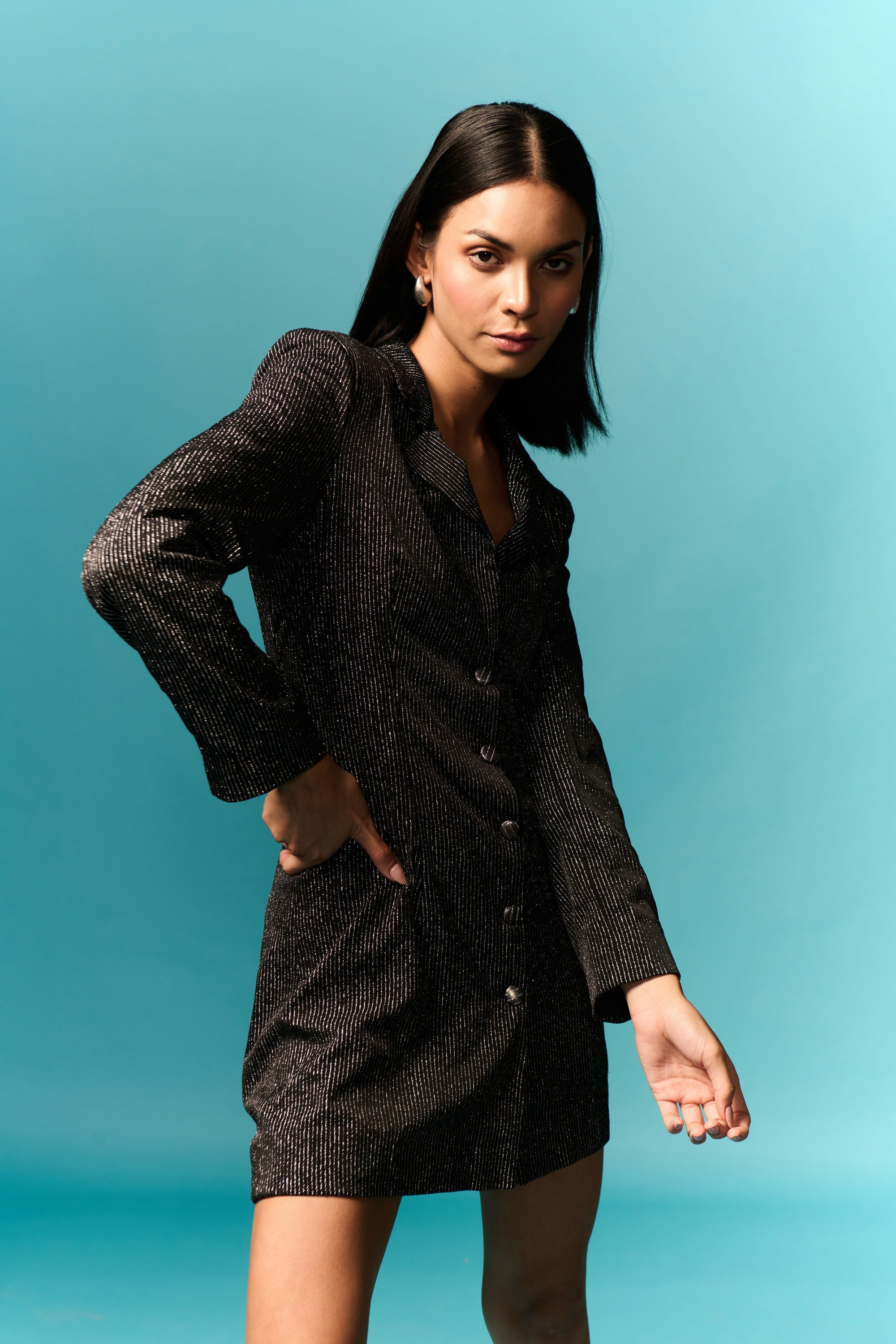 Swart Glitterblazerrok