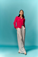 WARM PIENK EN ROOI VERSIERDE HEMD