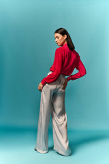 WARM PIENK EN ROOI VERSIERDE HEMD