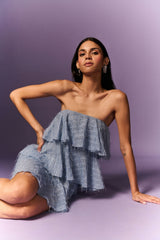 LIGBLOU GELAAGDE ROK