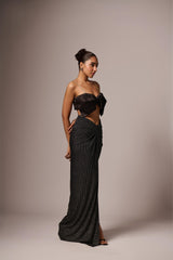 SWART STRIK MASHROO STRIK CROP TOP MET GLIMMENDE ROMP