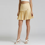 Yellow Cotton Pleated Skirt