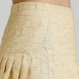 Yellow Cotton Pleated Skirt