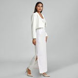 White Sequins & Viscose Knit Jacket Dress