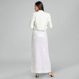 White Sequins & Viscose Knit Jacket Dress