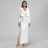 White Sequins & Viscose Knit Jacket Dress