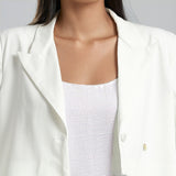 White Sequins & Viscose Knit Jacket Dress