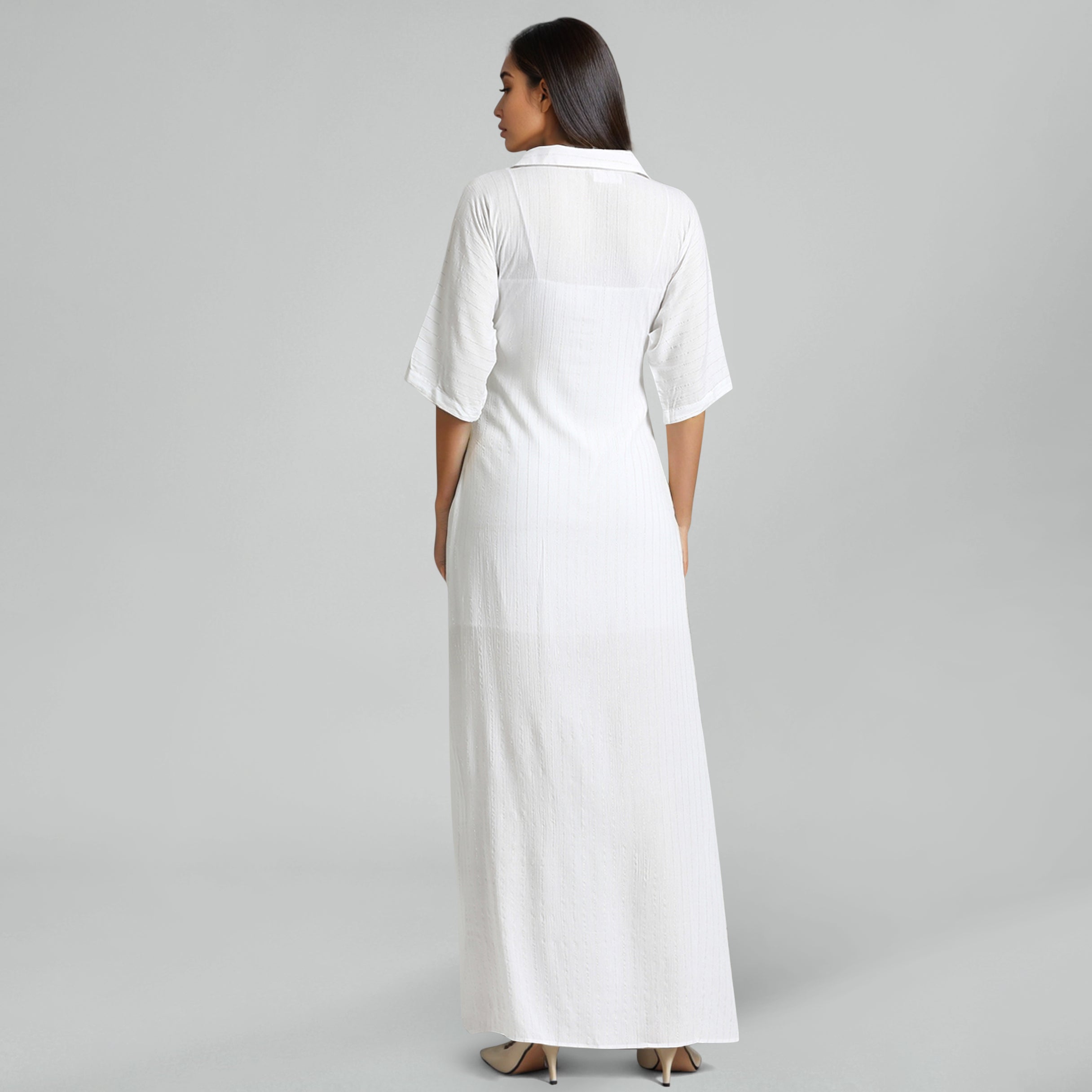 White Lurex Maxi Dress