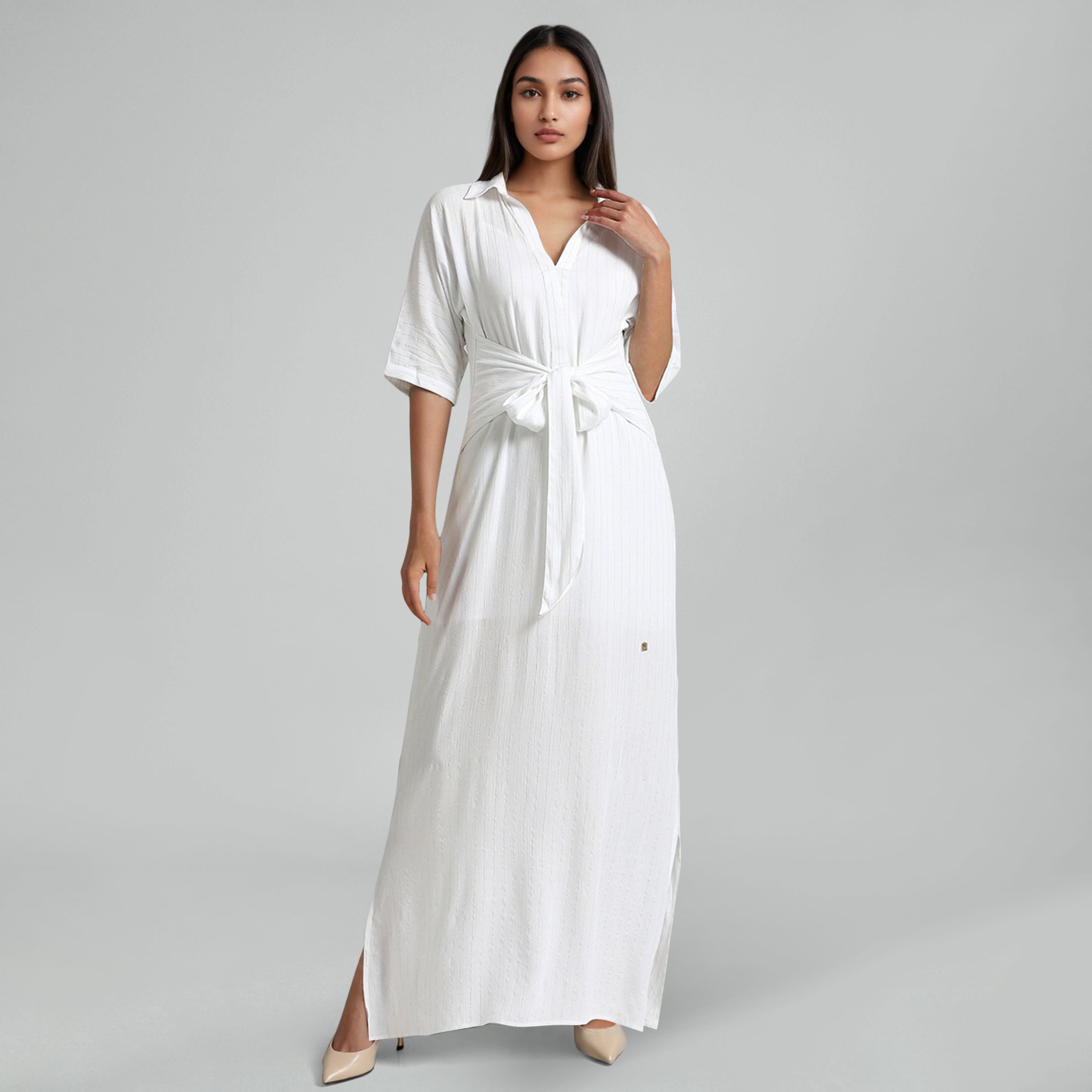 White Lurex Maxi Dress