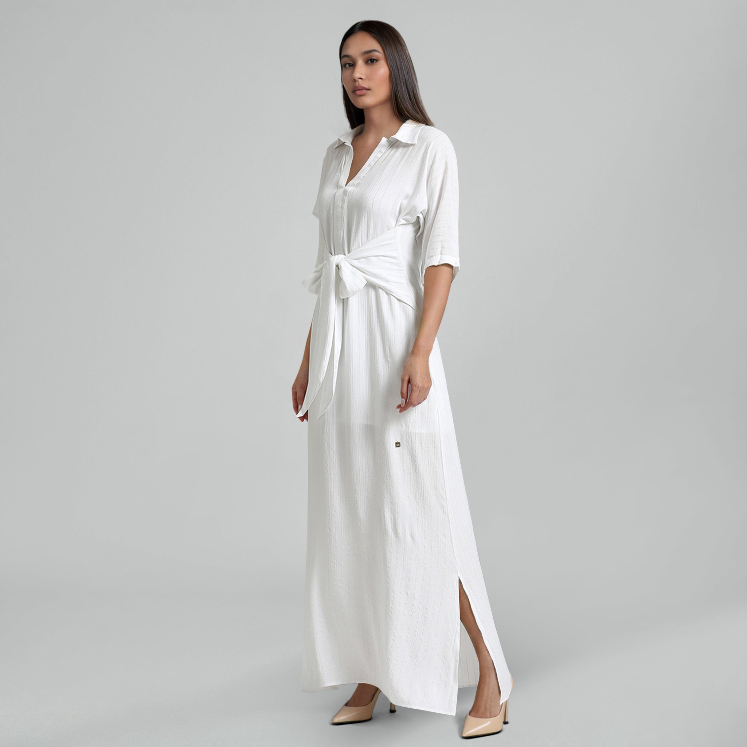 White Lurex Maxi Dress