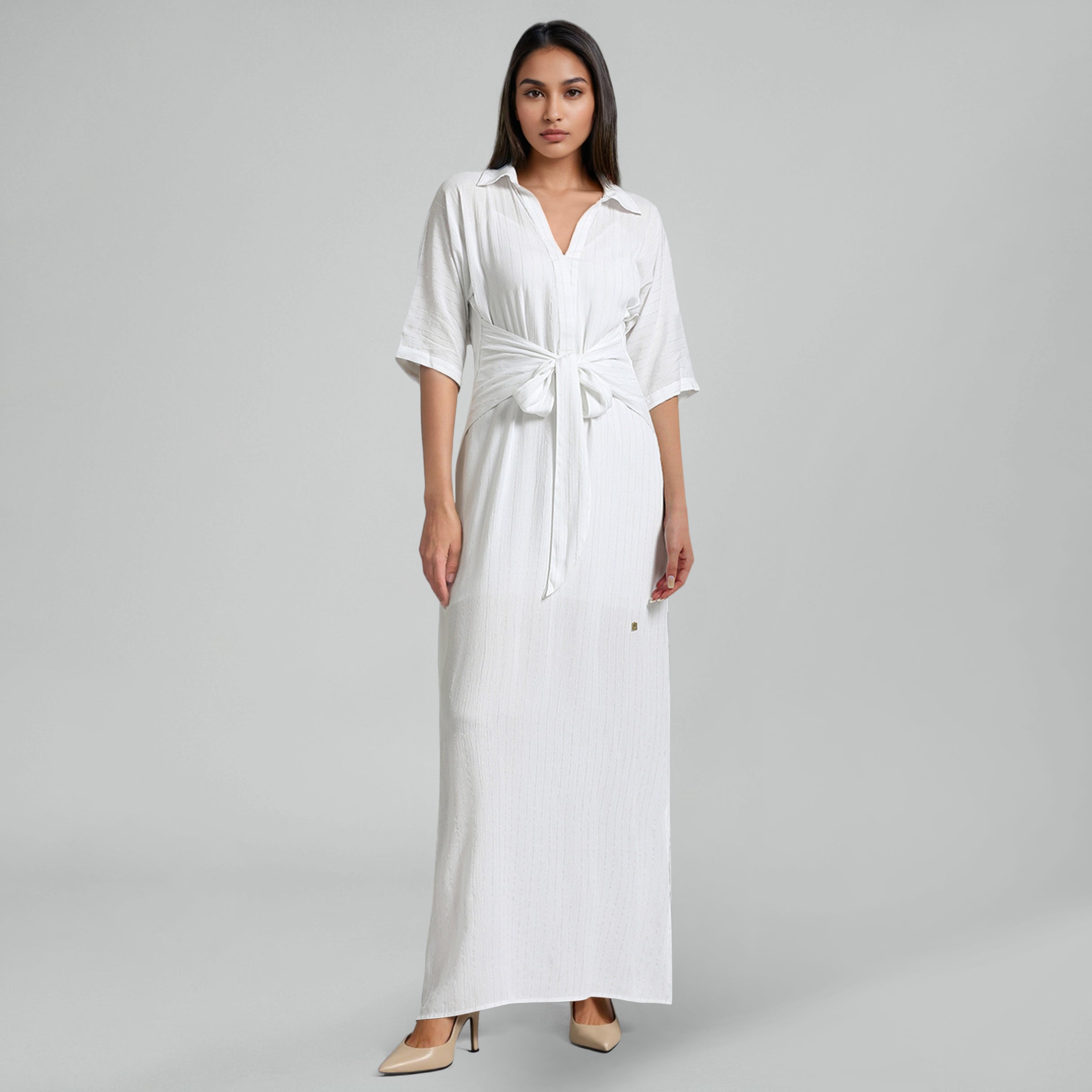White Lurex Maxi Dress