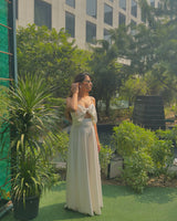 WIT STRIK MIDI-LENGTE ROK