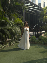 WIT STRIK MIDI-LENGTE ROK