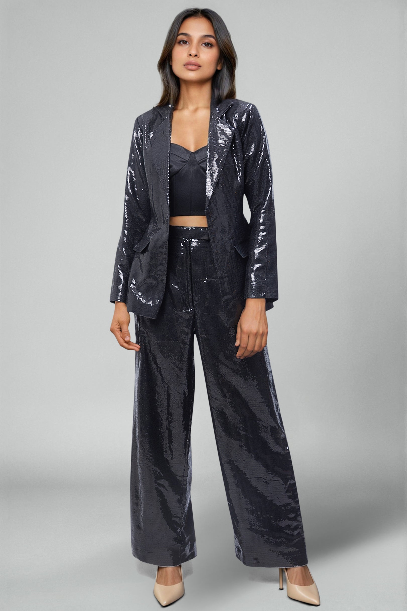 Black Sequins Pant Set