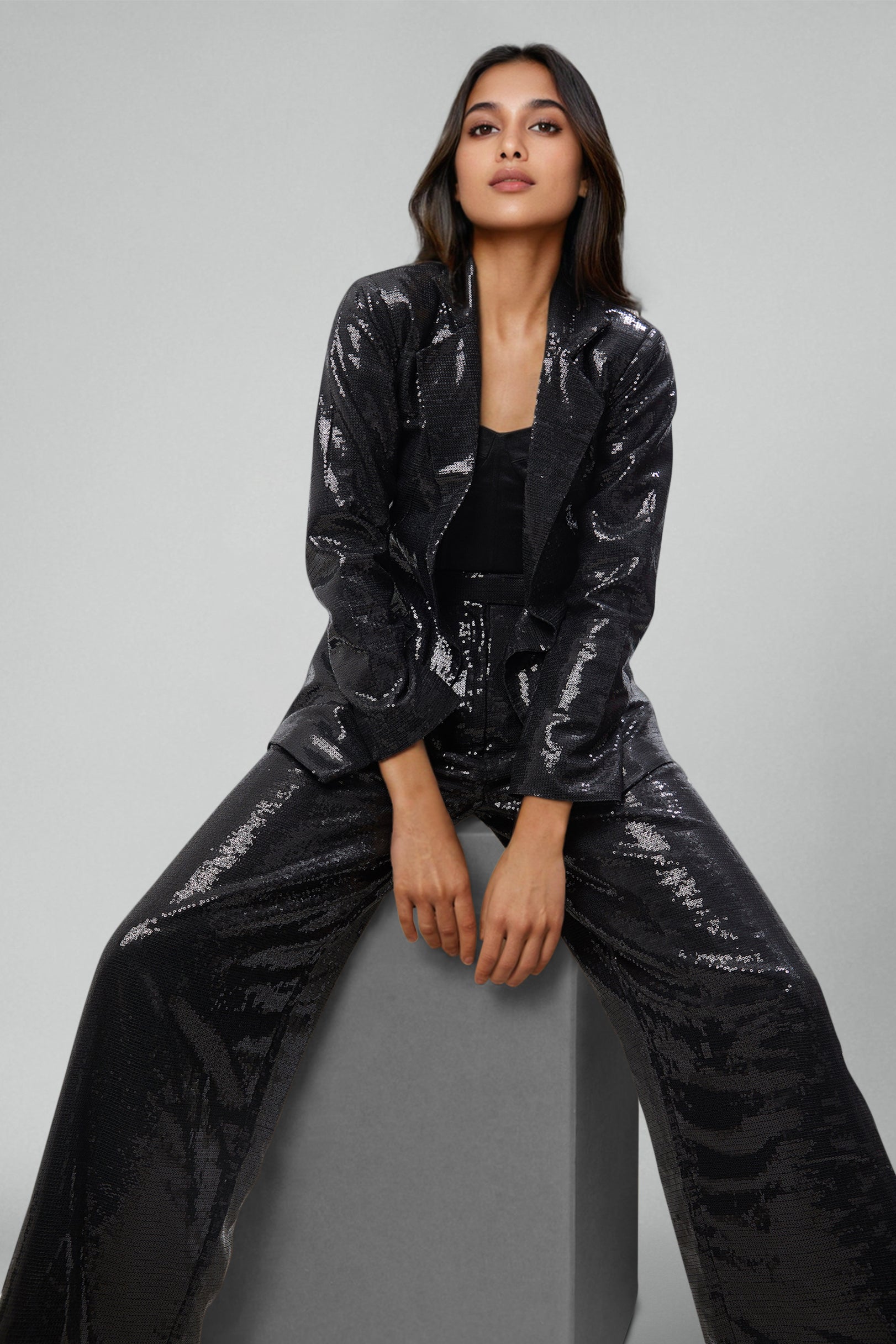 Black Sequins Pant Set