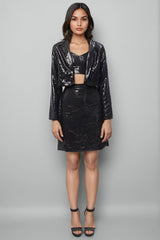Black Sequins Jacket Set