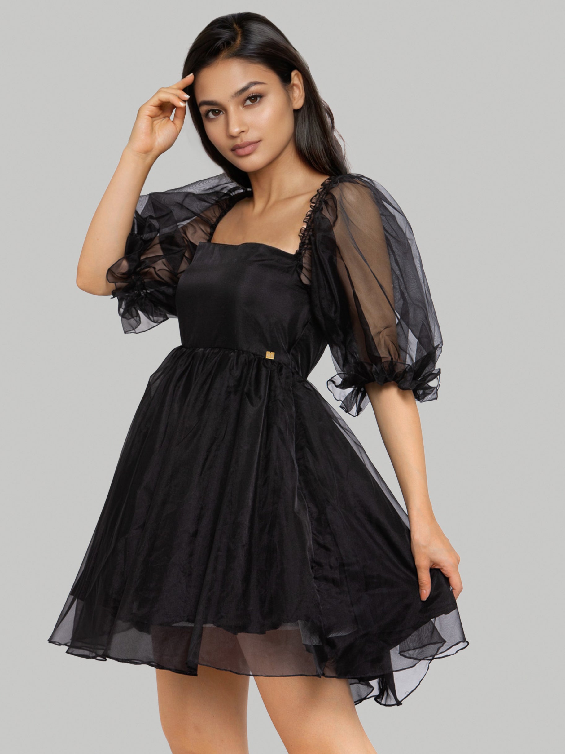 Black Flared Short Dress