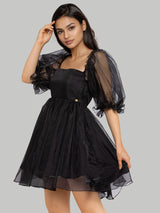 Black Flared Short Dress