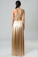 Gold Modal Satin One-Shoulder Gown