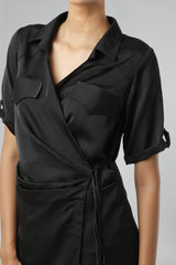 Black High-Low Wrap Dress