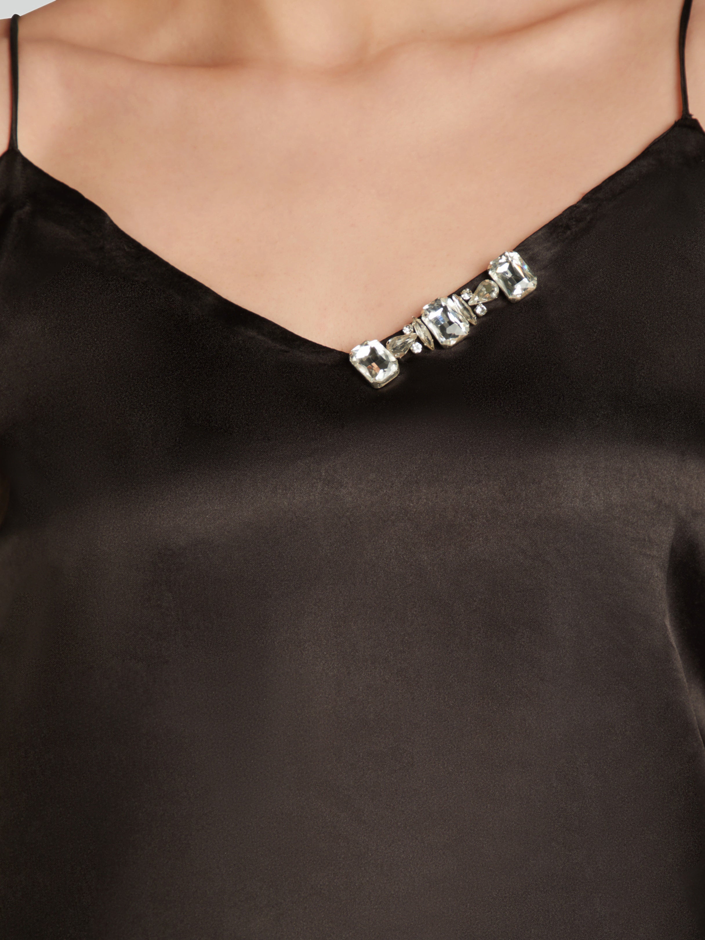 Black Satin Slip Top