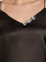 Black Satin Slip Top