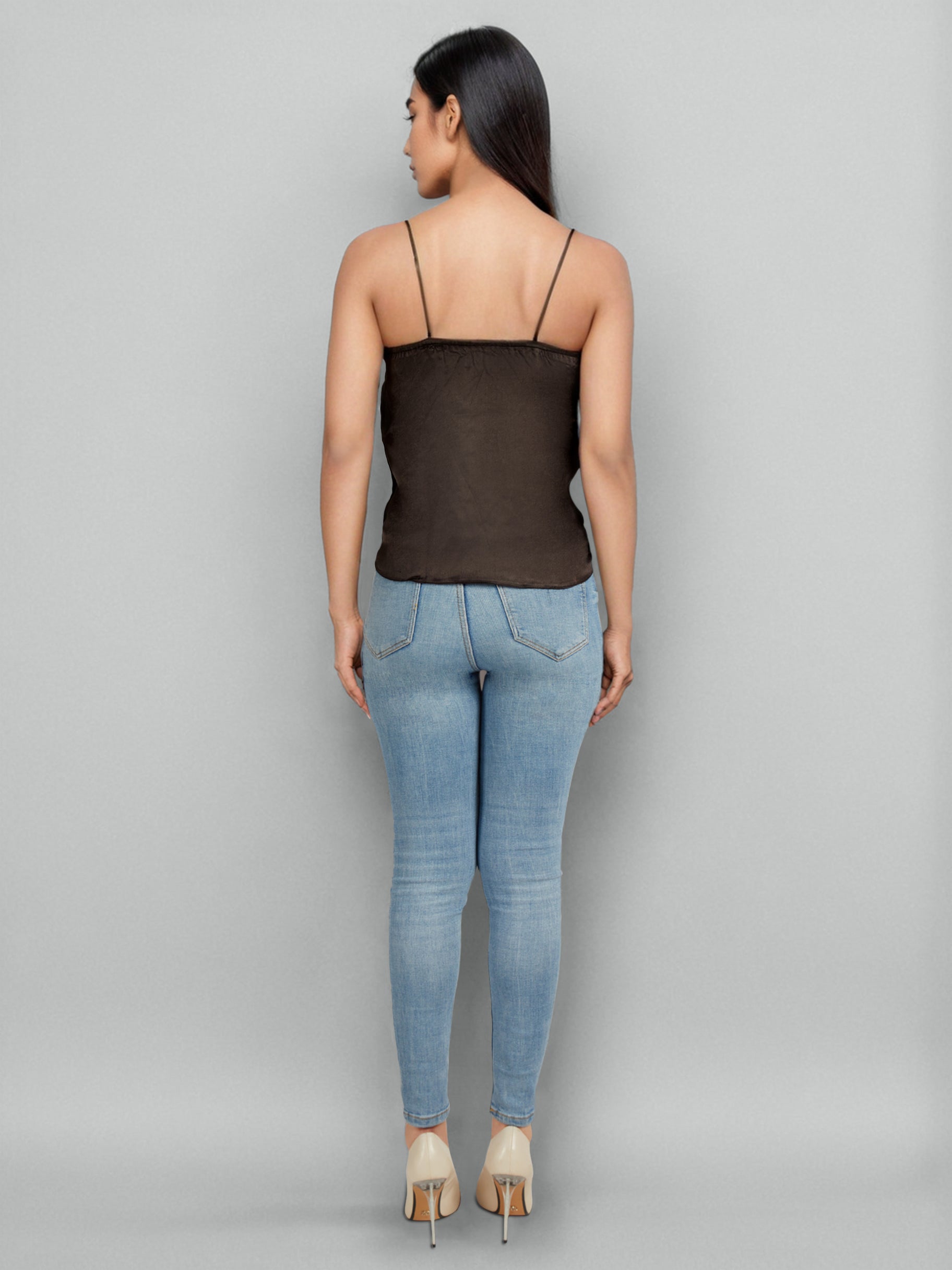 Black Satin Slip Top