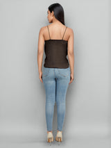 Black Satin Slip Top