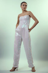 WIT PAILLETJIE-KORSETJUMSUIT MET SAK