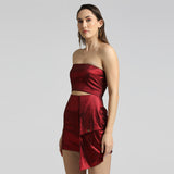 Red Metallic Cut-Out Dress