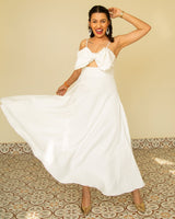 WHITE BOW MIDI LENGHT DRESS