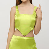 Neon Green Corset With Slit Skirt