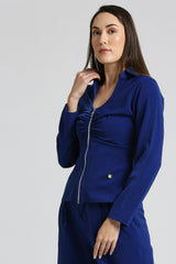 Blue Pleated Jacket